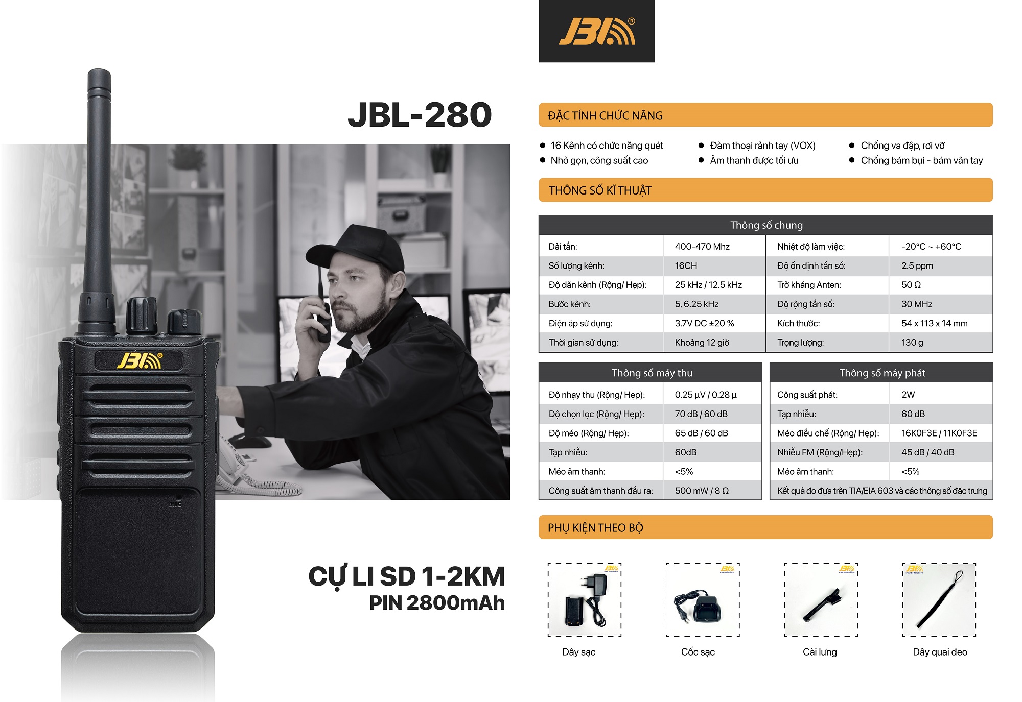bộ đàm cầm tay JBL-280U (UHF)